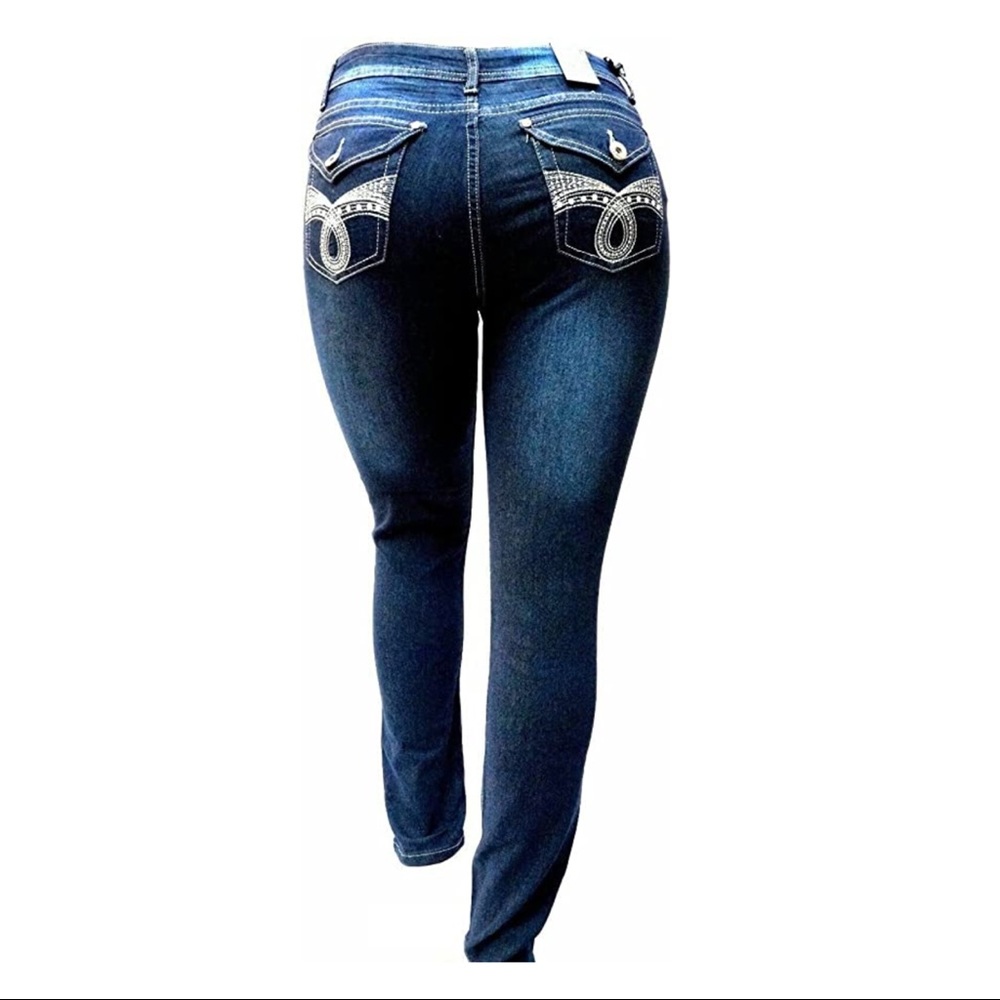 5IVE Women's Plus Size Stretch Black/Blue High Waist Skinny Jeans  Ls.98173ms - Picture 6 of 7